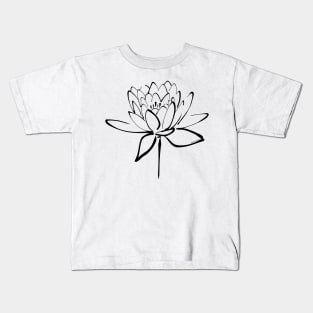 Lotus Flower Calligraphy (Black) Kids T-Shirt